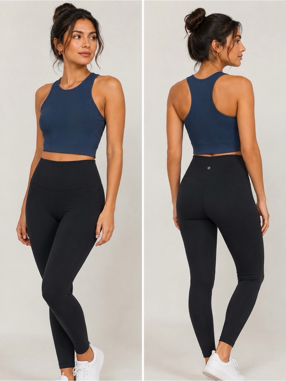 YPB Your Personal Best Blue Ribbed Racerback Gymcore Activewear Crop Tank S